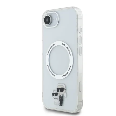 Carcasă spate Karl Lagerfeld IML Karl and Choupette MagSafe pentru iPhone 16e/17e, transparentă