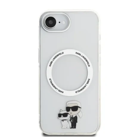 Carcasă spate Karl Lagerfeld IML Karl and Choupette MagSafe pentru iPhone 16e/17e, transparentă