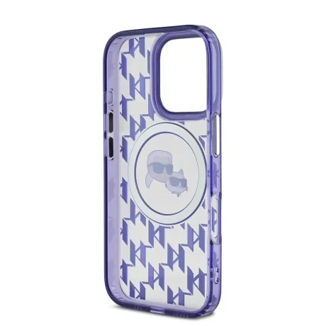 Carcasă spate Karl Lagerfeld IML Monogram K&amp;amp;CH Heads MagSafe pentru iPhone 16 Pro Max, violet