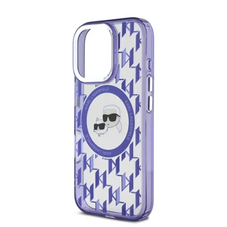 Carcasă spate Karl Lagerfeld IML Monogram K&amp;amp;CH Heads MagSafe pentru iPhone 16 Pro Max, violet