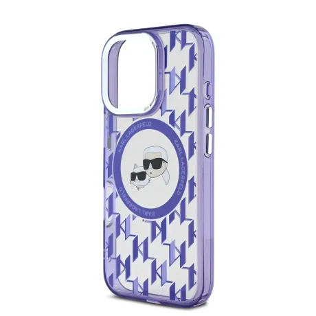 Carcasă spate Karl Lagerfeld IML Monogram K&amp;amp;CH Heads MagSafe pentru iPhone 16 Pro, violet
