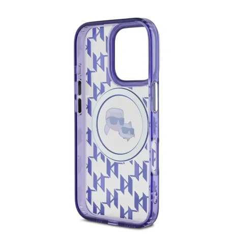 Carcasă spate Karl Lagerfeld IML Monogram K&amp;amp;CH Heads MagSafe pentru iPhone 16 Pro, violet