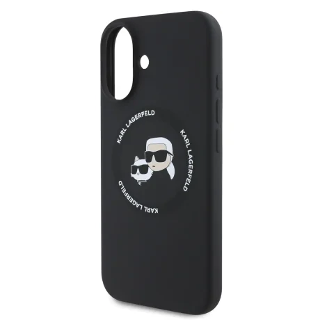 Carcasă spate Karl Lagerfeld K&amp;amp;CH Heads MagSafe din silicon lichid pentru iPhone 16, neagră