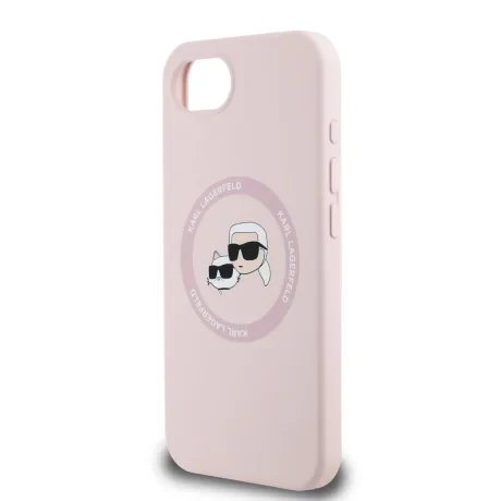 Carcasă spate Karl Lagerfeld K&amp;amp;CH Heads MagSafe din silicon lichid pentru iPhone 16e/17e, roz