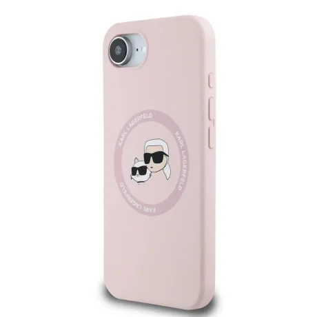 Carcasă spate Karl Lagerfeld K&amp;amp;CH Heads MagSafe din silicon lichid pentru iPhone 16e/17e, roz