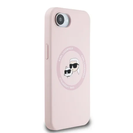 Carcasă spate Karl Lagerfeld K&amp;amp;CH Heads MagSafe din silicon lichid pentru iPhone 16e/17e, roz