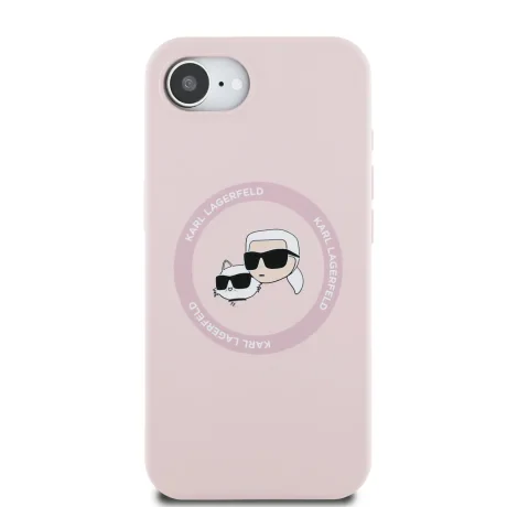 Carcasă spate Karl Lagerfeld K&amp;amp;CH Heads MagSafe din silicon lichid pentru iPhone 16e/17e, roz