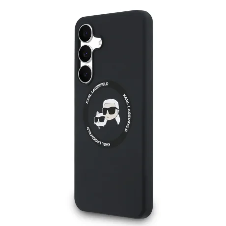 Carcasă spate Karl Lagerfeld K&amp;amp;CH Heads MagSafe din silicon lichid pentru Samsung Galaxy S25 FE, neagră