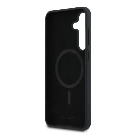 Carcasă spate Karl Lagerfeld K&amp;amp;CH Heads MagSafe din silicon lichid pentru Samsung Galaxy S25 FE, neagră