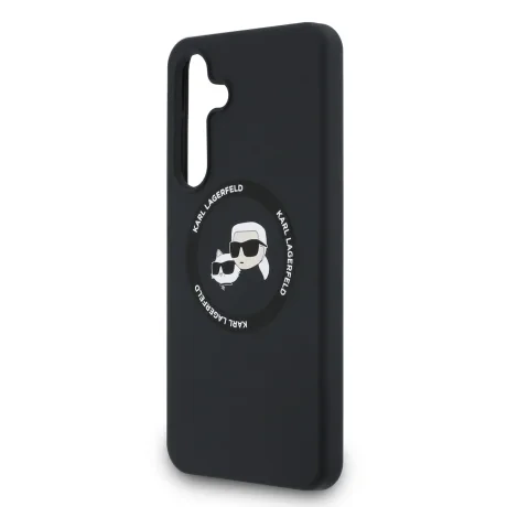 Carcasă spate Karl Lagerfeld K&amp;amp;CH Heads MagSafe din silicon lichid pentru Samsung Galaxy S25 FE, neagră
