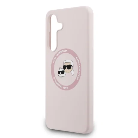 Carcasă spate Karl Lagerfeld K&amp;amp;CH Heads MagSafe din silicon lichid pentru Samsung Galaxy S25 FE, roz