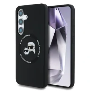 Carcasă spate Karl Lagerfeld K&amp;amp;CH Heads MagSafe din silicon lichid pentru Samsung Galaxy S25, neagră