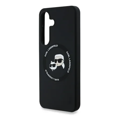 Carcasă spate Karl Lagerfeld K&amp;amp;CH Heads MagSafe din silicon lichid pentru Samsung Galaxy S25, neagră