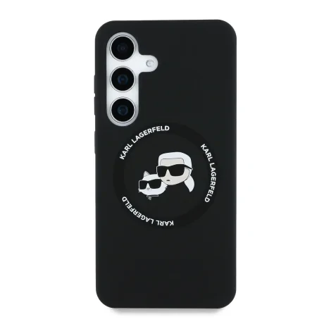 Carcasă spate Karl Lagerfeld K&amp;amp;CH Heads MagSafe din silicon lichid pentru Samsung Galaxy S25, neagră