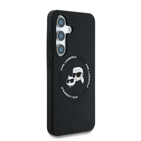 Carcasă spate Karl Lagerfeld K&amp;amp;CH Heads MagSafe din silicon lichid pentru Samsung Galaxy S25, neagră
