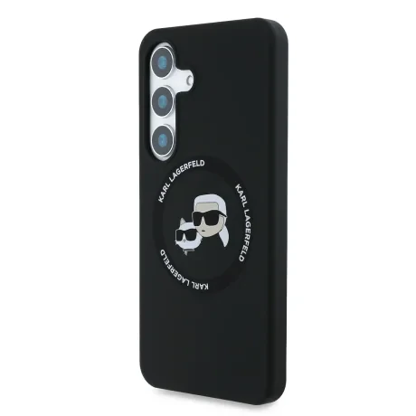 Carcasă spate Karl Lagerfeld K&amp;amp;CH Heads MagSafe din silicon lichid pentru Samsung Galaxy S25, neagră