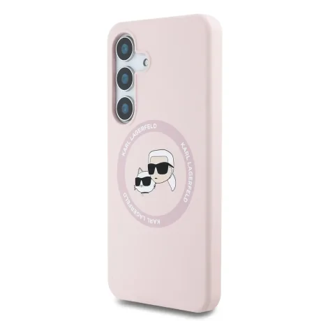 Carcasă spate Karl Lagerfeld K&amp;amp;CH Heads MagSafe din silicon lichid pentru Samsung Galaxy S25, roz