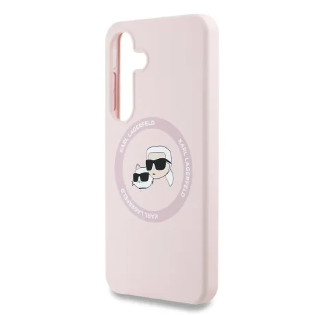 Carcasă spate Karl Lagerfeld K&amp;amp;CH Heads MagSafe din silicon lichid pentru Samsung Galaxy S25, roz
