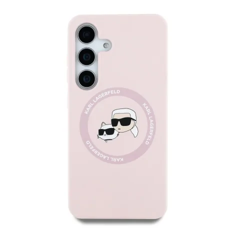 Carcasă spate Karl Lagerfeld K&amp;amp;CH Heads MagSafe din silicon lichid pentru Samsung Galaxy S25, roz