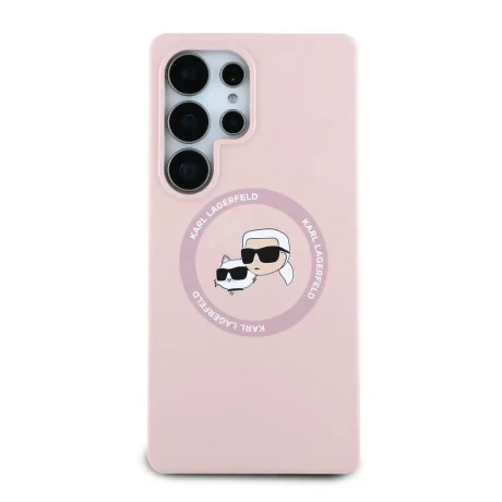 Carcasă spate Karl Lagerfeld K&amp;amp;CH Heads MagSafe din silicon lichid pentru Samsung Galaxy S25 Ultra, roz