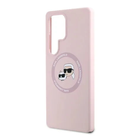 Carcasă spate Karl Lagerfeld K&amp;amp;CH Heads MagSafe din silicon lichid pentru Samsung Galaxy S25 Ultra, roz