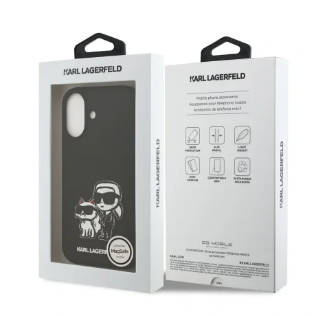 Carcasă spate Karl Lagerfeld K&amp;amp;CH Sketch MagSafe din silicon lichid pentru iPhone 17, neagră