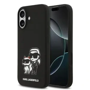 Carcasă spate Karl Lagerfeld K&amp;amp;CH Sketch MagSafe din silicon lichid pentru iPhone 17, neagră