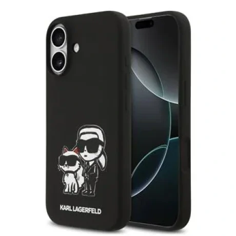 Carcasă spate Karl Lagerfeld K&amp;amp;CH Sketch MagSafe din silicon lichid pentru iPhone 17, neagră