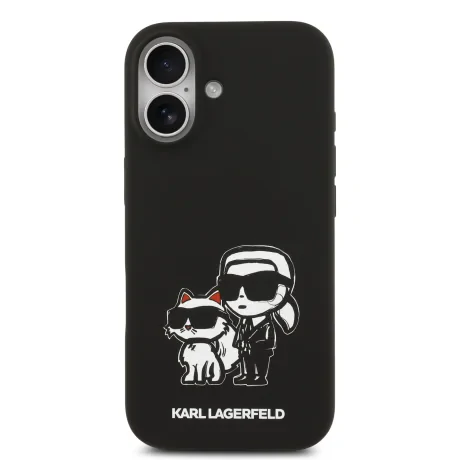 Carcasă spate Karl Lagerfeld K&amp;amp;CH Sketch MagSafe din silicon lichid pentru iPhone 17, neagră