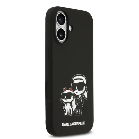 Carcasă spate Karl Lagerfeld K&amp;amp;CH Sketch MagSafe din silicon lichid pentru iPhone 17, neagră