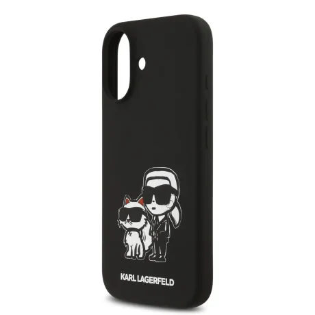 Carcasă spate Karl Lagerfeld K&amp;amp;CH Sketch MagSafe din silicon lichid pentru iPhone 17, neagră