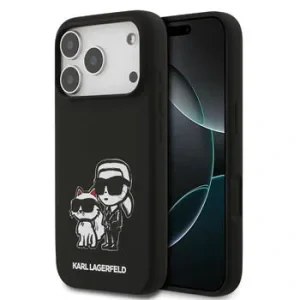 Carcasă spate Karl Lagerfeld K&amp;amp;CH Sketch MagSafe din silicon lichid pentru iPhone 17 Pro, neagră