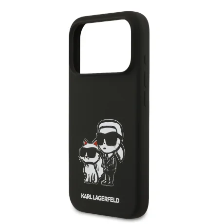 Carcasă spate Karl Lagerfeld K&amp;amp;CH Sketch MagSafe din silicon lichid pentru iPhone 17 Pro, neagră
