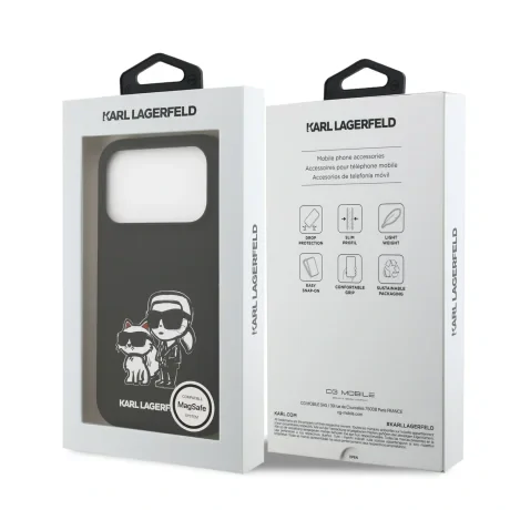 Carcasă spate Karl Lagerfeld K&amp;amp;CH Sketch MagSafe din silicon lichid pentru iPhone 17 Pro, neagră
