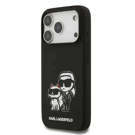 Carcasă spate Karl Lagerfeld K&amp;amp;CH Sketch MagSafe din silicon lichid pentru iPhone 17 Pro, neagră