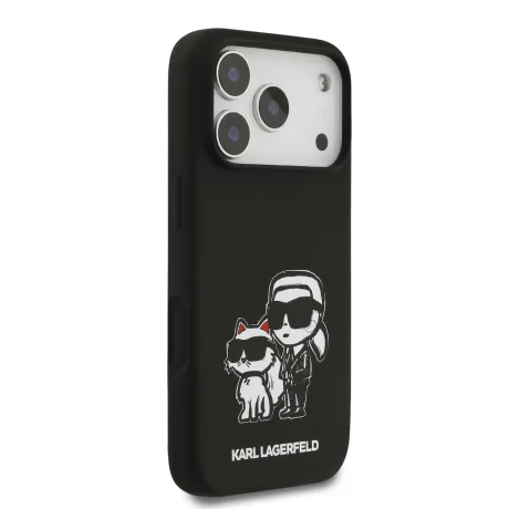 Carcasă spate Karl Lagerfeld K&amp;amp;CH Sketch MagSafe din silicon lichid pentru iPhone 17 Pro, neagră
