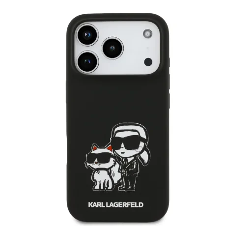 Carcasă spate Karl Lagerfeld K&amp;amp;CH Sketch MagSafe din silicon lichid pentru iPhone 17 Pro, neagră