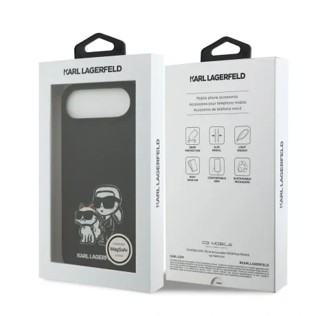 Carcasă spate Karl Lagerfeld K&amp;amp;CH Sketch MagSafe din silicon lichid pentru iPhone Air, neagră