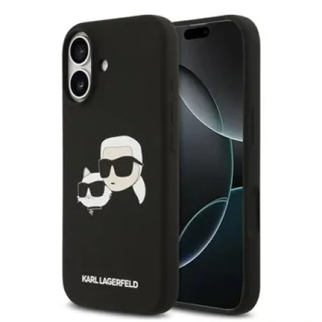 Carcasă spate Karl Lagerfeld MagSafe cu capete duble din silicon lichid pentru iPhone 17, neagră