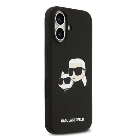 Carcasă spate Karl Lagerfeld MagSafe cu capete duble din silicon lichid pentru iPhone 17, neagră