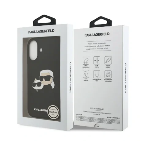 Carcasă spate Karl Lagerfeld MagSafe cu capete duble din silicon lichid pentru iPhone 17, neagră