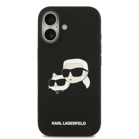Carcasă spate Karl Lagerfeld MagSafe cu capete duble din silicon lichid pentru iPhone 17, neagră