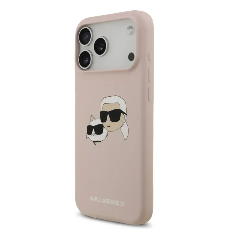 Carcasă spate Karl Lagerfeld MagSafe cu capete duble din silicon lichid pentru iPhone 17 Pro Max, roz