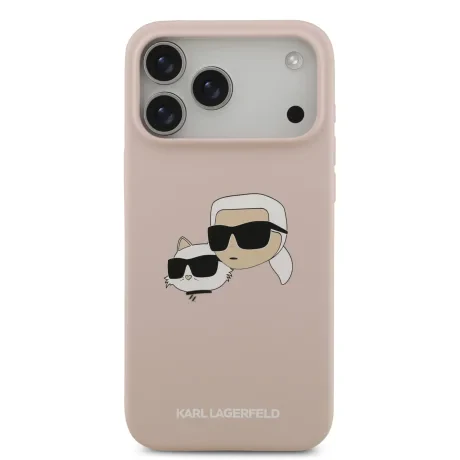 Carcasă spate Karl Lagerfeld MagSafe cu capete duble din silicon lichid pentru iPhone 17 Pro Max, roz