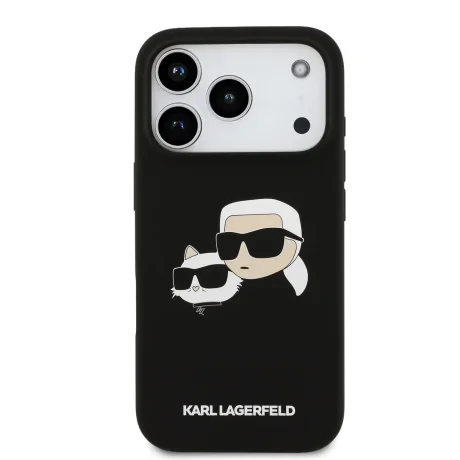Carcasă spate Karl Lagerfeld MagSafe cu capete duble din silicon lichid pentru iPhone 17 Pro, neagră