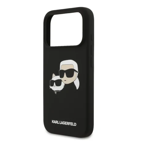 Carcasă spate Karl Lagerfeld MagSafe cu capete duble din silicon lichid pentru iPhone 17 Pro, neagră