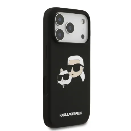 Carcasă spate Karl Lagerfeld MagSafe cu capete duble din silicon lichid pentru iPhone 17 Pro, neagră