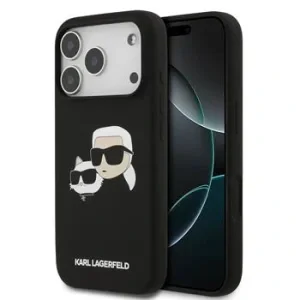 Carcasă spate Karl Lagerfeld MagSafe cu capete duble din silicon lichid pentru iPhone 17 Pro, neagră