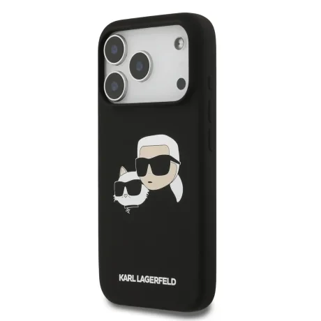 Carcasă spate Karl Lagerfeld MagSafe cu capete duble din silicon lichid pentru iPhone 17 Pro, neagră