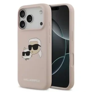 Carcasă spate Karl Lagerfeld MagSafe cu capete duble din silicon lichid pentru iPhone 17 Pro, roz